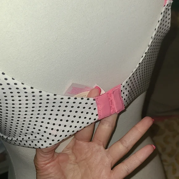 Victoria's Secret Black and White Dog Print Bra with Pink Straps - Picture 8 of 11